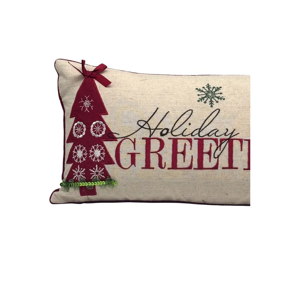 XIA Home Fashions Holiday Greetings 8 x 18 Feather Accent Pillow